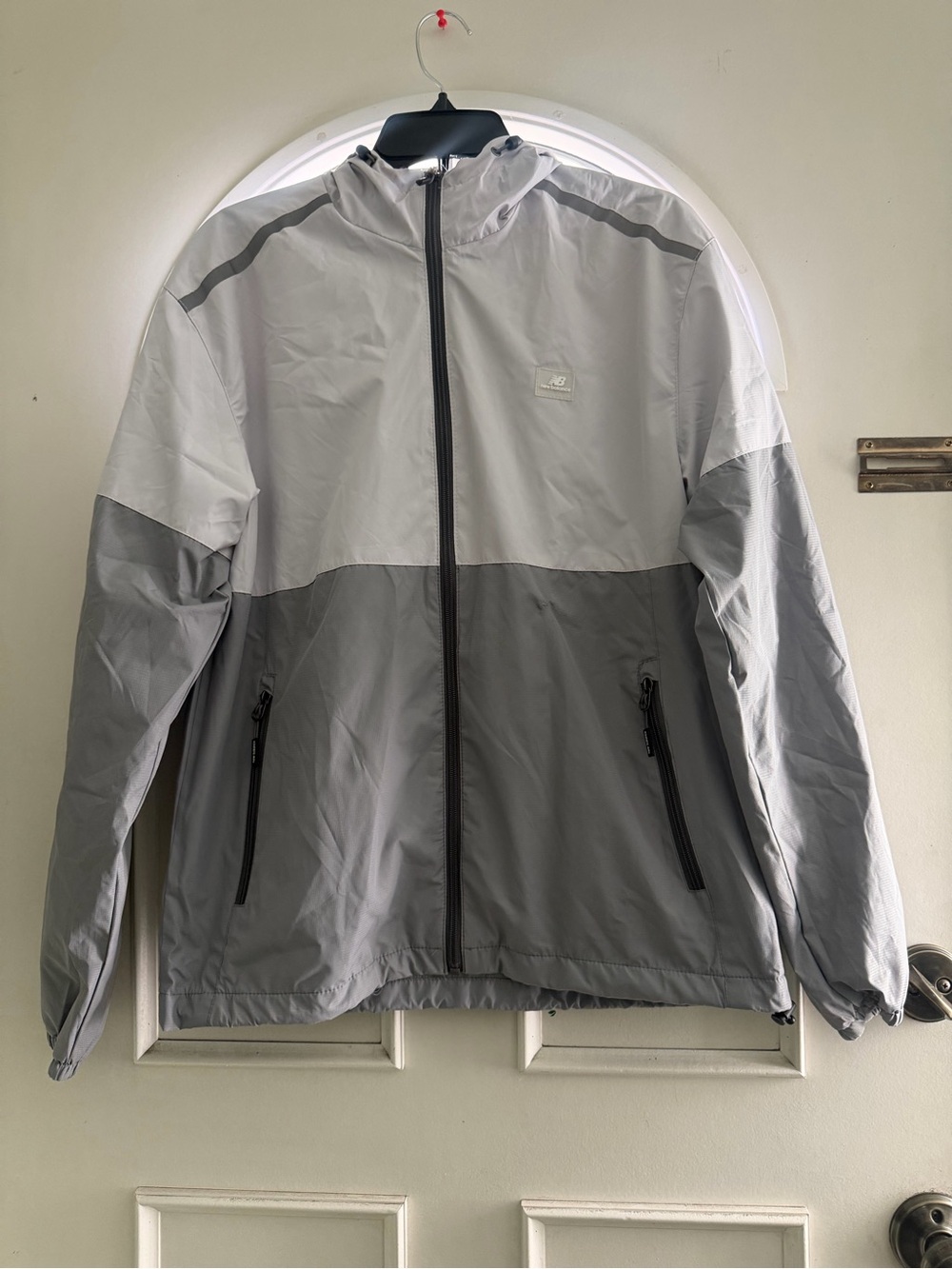 Roxy Men’s Light Gray and Dark Gray Colorblock Windbreaker Jacket